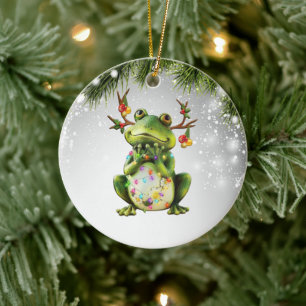 Frog Christmas Gift For Frog Lover Adult Kid Ceramic Tree Decoration