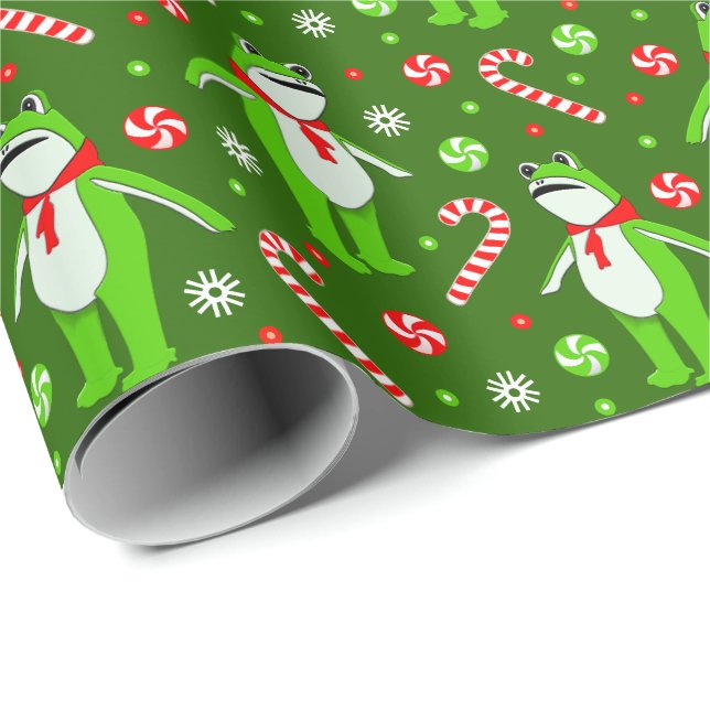 Frog Christmas Holiday Wrapping Paper (Roll Corner)