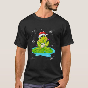 Frog Christmas Lights Led Santa Hat Christmas T-Shirt