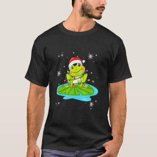 Frog Christmas Lights Led Santa Hat Christmas T-Shirt
