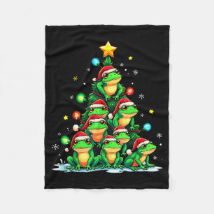 Frog Christmas Tree Funny Hopper Holiday Cute Frog Fleece Blanket