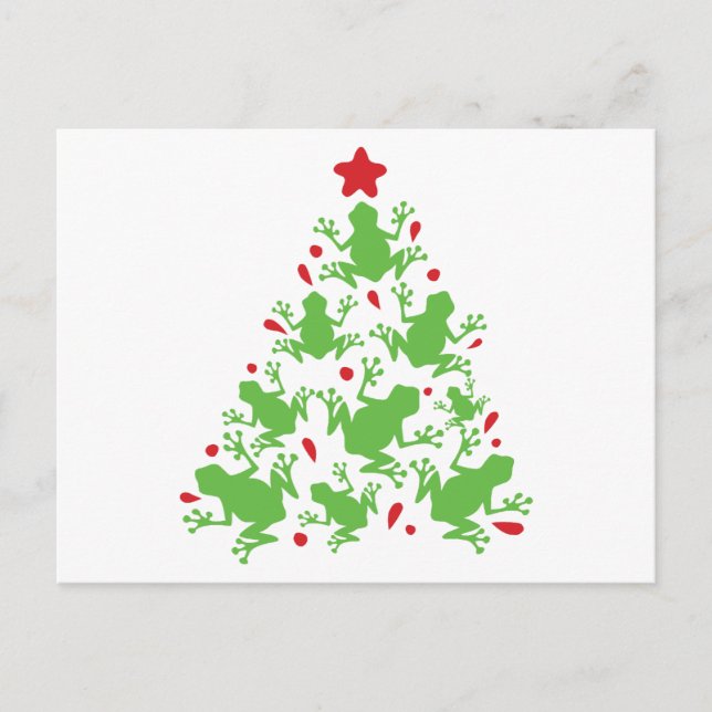 Frog Christmas Tree  Santa Frog Funny Christmas, Postcard (Front)