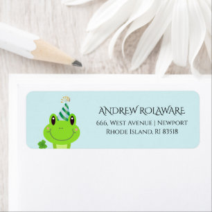 Frog Clover Return Address Sky Blue