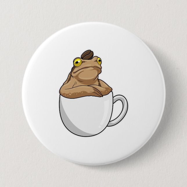 Frog Coffee Coffee bean 7.5 Cm Round Badge (Front)