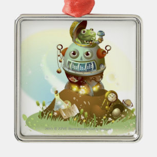 Frog coming out from an UFO Metal Tree Decoration