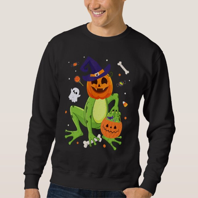 Frog Costume Toad Kids Cute Frog Halloween Sweatshirt (Front)