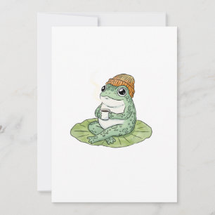 Frog Cottagecore Drinking Coffee Illustration Invitation