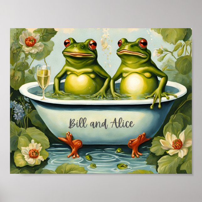 Frog Couple Garden Bath Poster (Front)