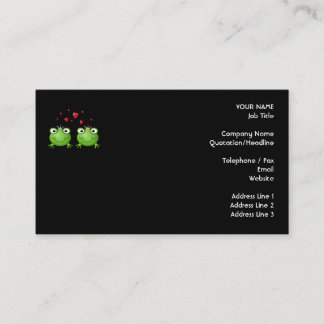 Frog Couple with hearts. Business Card