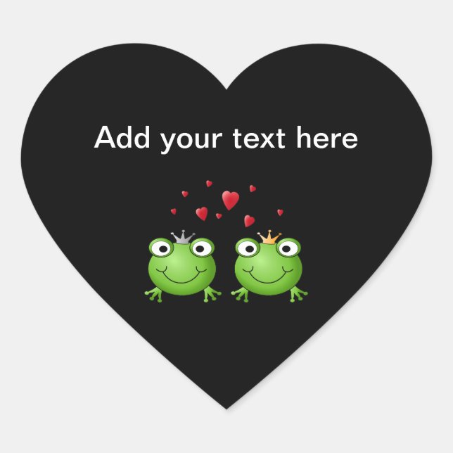 Frog Couple with hearts. Heart Sticker (Front)