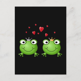 Frog Couple with hearts. Postcard