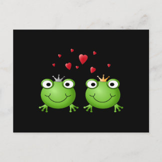 Frog Couple with hearts. Postcard