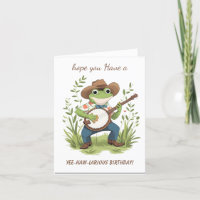 Frog Cowboy Banjo Funny Watercolor Animal