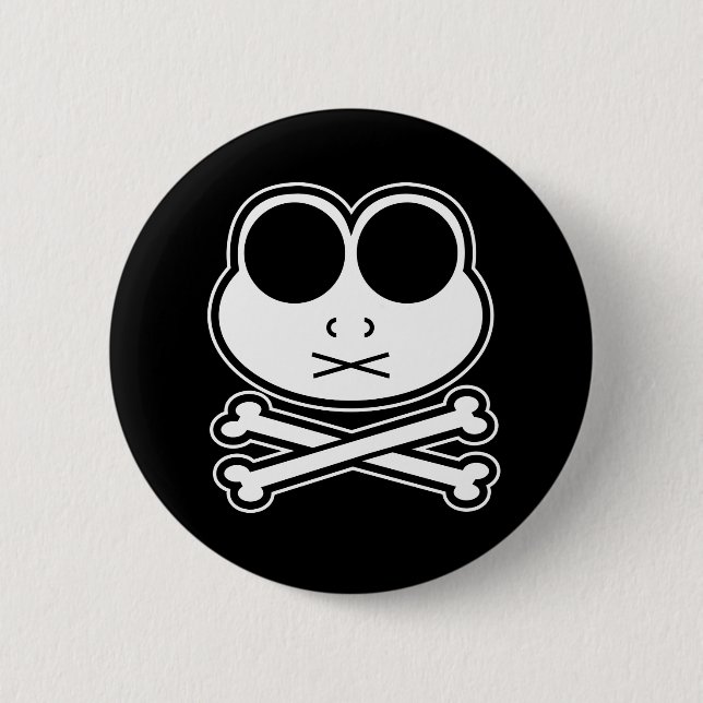 Frog Cross Bone - Cutout 6 Cm Round Badge (Front)