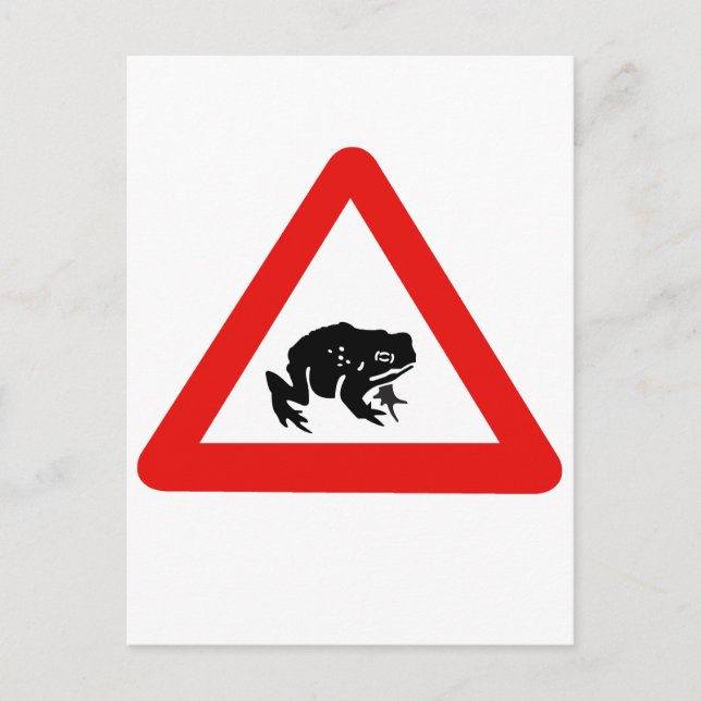 Frog Crossing, Traffic Sign, UK Postcard (Front)