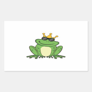 Frog Crown Green with Sunglasses Design Rectangular Sticker