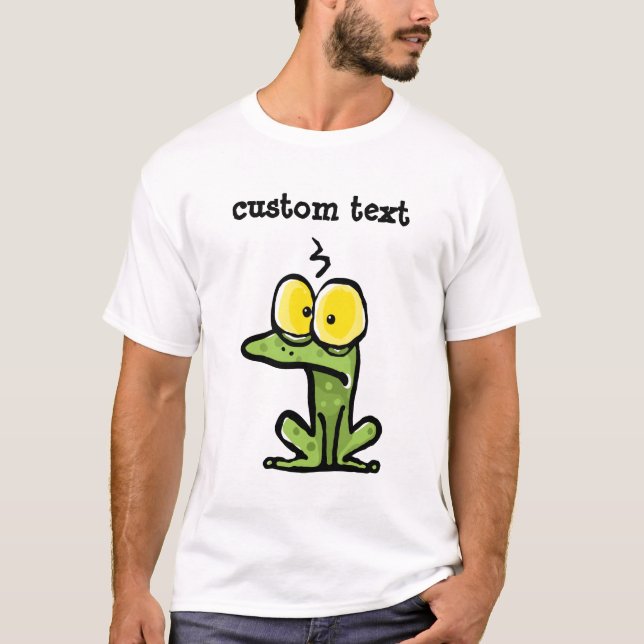 Frog custom text funny toad big eyes T-Shirt (Front)