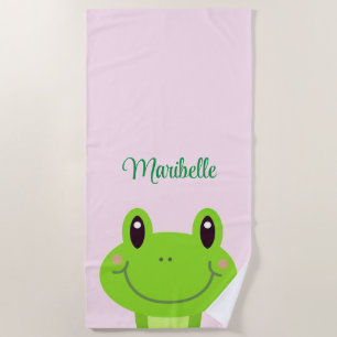 Frog Cute Pink Girly Summer Beach Towel