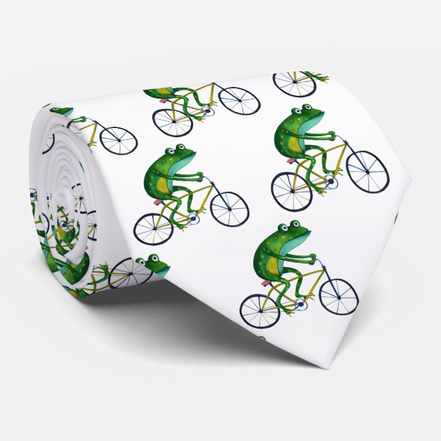 Frog Cyclist Neck Tie (Rolled)