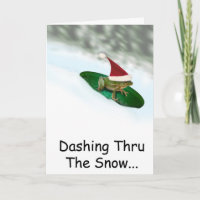 Frog Dashing Through the Snow on a Lily Pad