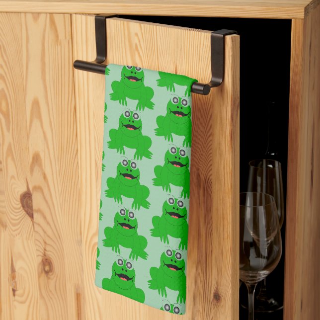 Frog Design Any Colour Background Tea Towel (Thirds Fold)