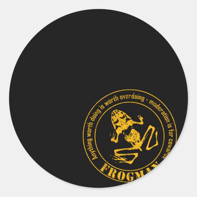 Frog Diver Distressed Classic Round Sticker (Front)