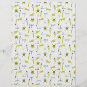 Frog & Dragonfly & Polka Dots Scrapbook Dual Sided