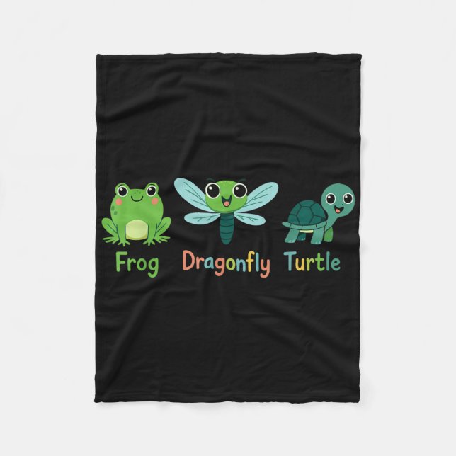 Frog Dragonfly Turtle Humour Subtle Political _1  Fleece Blanket (Front)