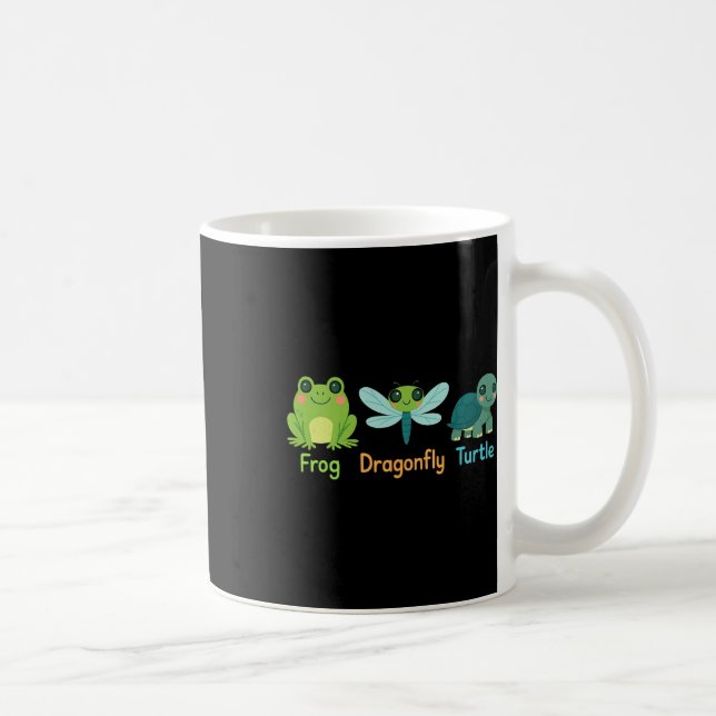 Frog Dragonfly Turtle Subtle  Coffee Mug (Right)