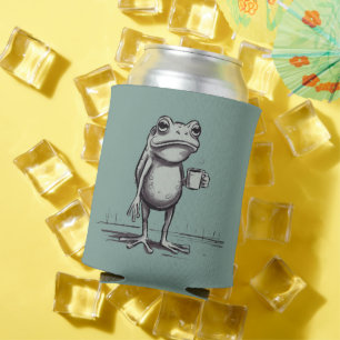 Frog Drinking Coffee Meme Mystical Toad Frog Lover Can Cooler