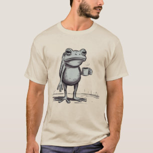 Frog Drinking Coffee Meme Mystical Toad Frog Lover T-Shirt