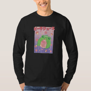 Frog Drinking Peach Juice Milk Drink Mushroom T-Shirt