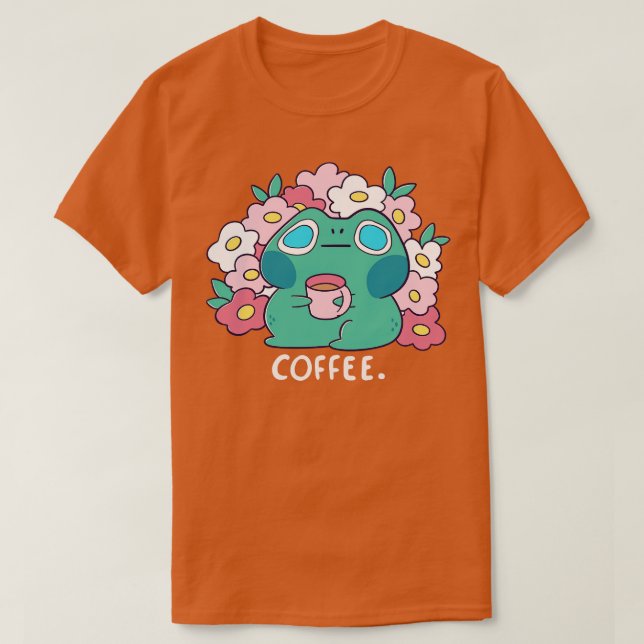 Frog drinks Coffee T-Shirt (Design Front)