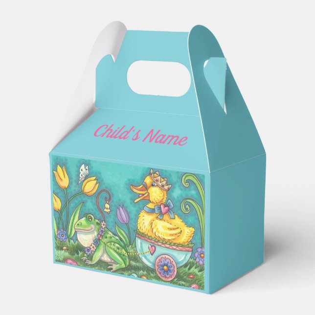 FROG & DUCK EASTER EGG GABLE FAVOR BOX Personalise (Front Side)