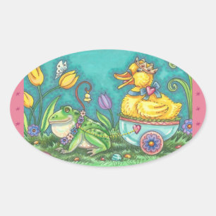 FROG & DUCK EASTER EGG STICKERS Sheet Oval