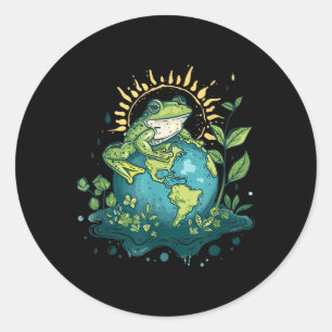 Frog Earth Day Frog Earth Day Green Themed  Classic Round Sticker