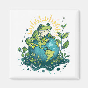 Frog Earth Day Frog Earth Day Green Themed Magnet