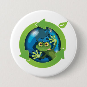 Frog Earth Day Recycling Eco Friendly 7.5 Cm Round Badge
