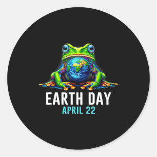 Frog Earth Day Save The Planet Colourful  Classic Round Sticker