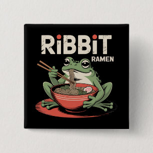 Frog Eating Ramen Funny Ribbit Ramen 15 Cm Square Badge