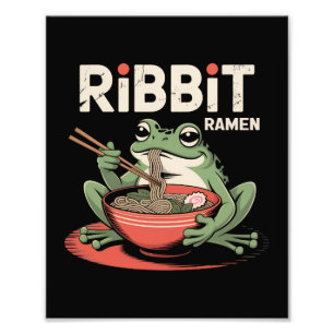 Frog Eating Ramen Funny Ribbit Ramen Photo Print