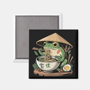 Frog Eating Ramen Kawaii Neko Japanese Noodles  Magnet