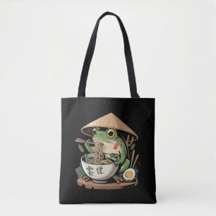 Frog Eating Ramen Kawaii Neko Japanese Noodles Tote Bag