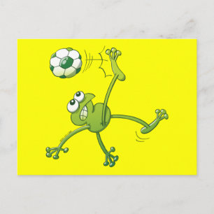 Frog Executing a Bycicle Kick with a Soccer Ball Postcard