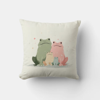 Frog Family – Cute Whimsical Animal Art Cushion