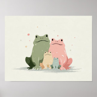 Frog Family – Cute Whimsical Animal Art Poster