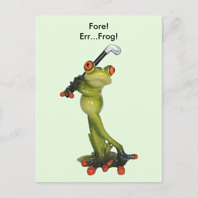 Frog Figurine Golfer Postcard (Front)