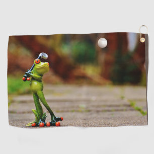 Frog figurine playing golf Design Custom Best  Towel