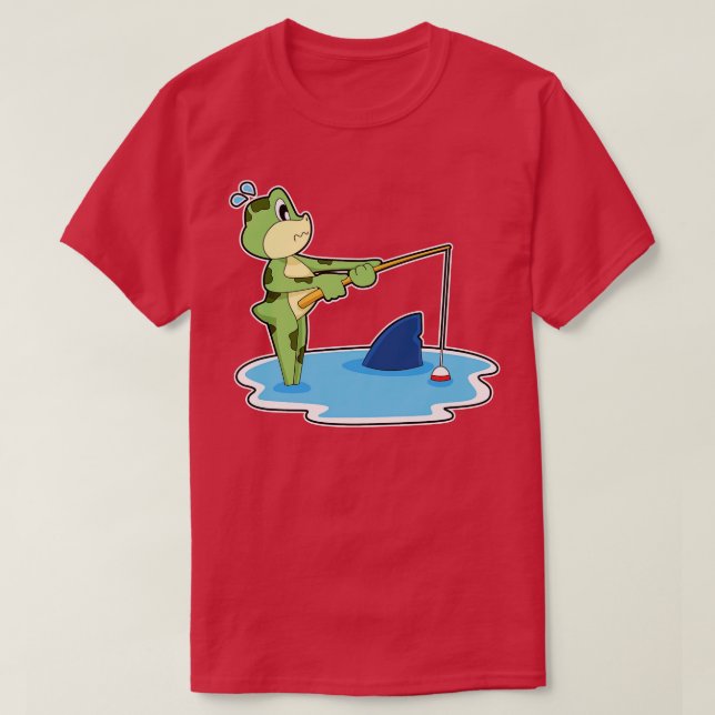 Frog Fishing Fishing rod fin T-Shirt (Design Front)