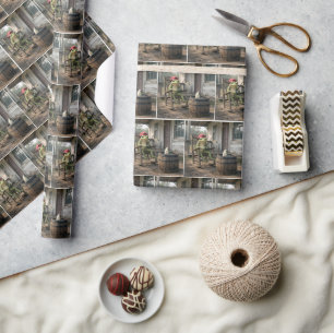 Frog Fishing in a Whiskey Barrel Wrapping Paper